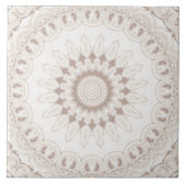 Beige und Cream Mandala Muster Fliese (Vorderseite)