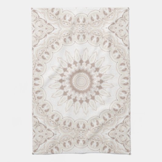 Beige und Cream Mandala Muster Geschirrtuch (Vertikal)