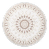 Beige und Cream Mandala Muster Keramikknauf (Vorderseite)