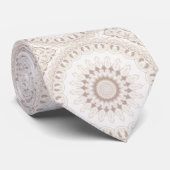 Beige und Cream Mandala Muster Krawatte (Gerollt)