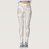 Beige und Cream Mandala Muster Leggings (Vorderseite)