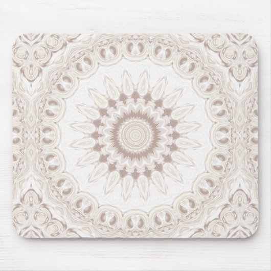Beige und Cream Mandala Muster Mousepad (Vorne)
