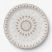 Beige und Cream Mandala Muster Pappteller (Vorderseite)