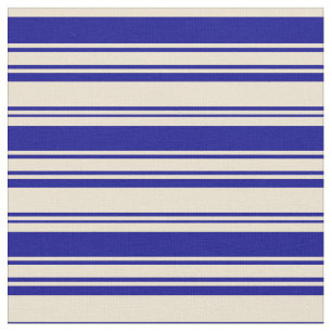 Beige und dunkelblaue Streifen/Linke Muster Stoff