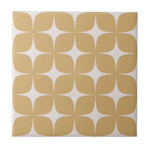 Beige- und Elfenbein-Geometrie im Mid-Century-Mode Fliese