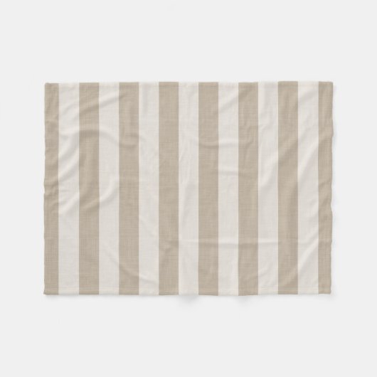 Beige und Elfenbein Streifen | Modernes Bauernhaus Fleecedecke (Vorderseite (Horizontal))