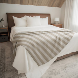 Beige und Elfenbein Streifen Modernes Bauernhaus Fleecedecke