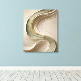 Beige- und Gold-Fließtextur Japandi-Kunst Leinwanddruck