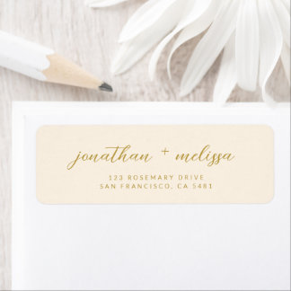 Beige- und Gold-Kalligrafie-Schrift Hochzeitsadres