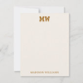 Beige- und Gold-Retro-Typografie-Monogramm-Initial Mitteilungskarte (Vorderseite)