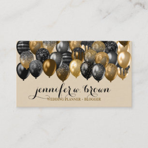 Beige- und Gold-Sprinkle-Partyballon-Design Visitenkarte