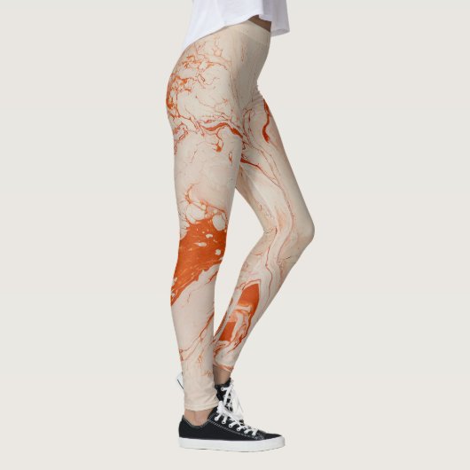 Beige und goldene Marmortextur Leggings (Rechts)