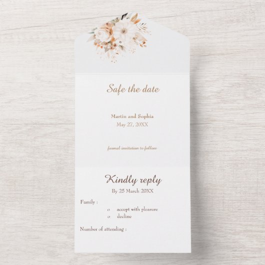 Beige und goldfarbenes Wasser All In One Einladung (Innen Boden)