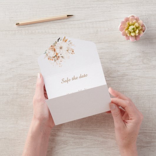 Beige und goldfarbenes Wasser All In One Einladung (Video)