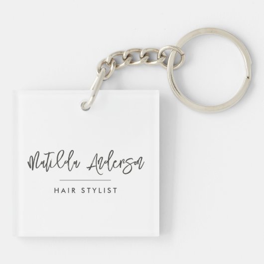 Beige und grau elegante moderne Girly-Preis-QR-Cod Schlüsselanhänger (Rückseite)