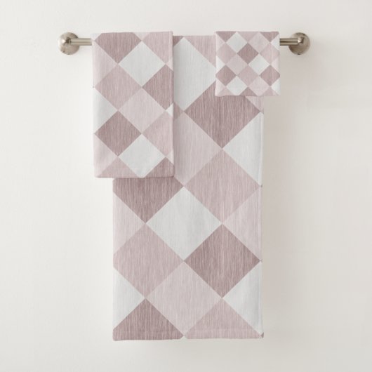 Beige und graue geometrische Muster — oblique Badhandtuch Set (Insitu)