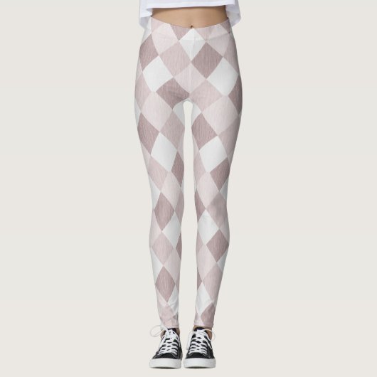 Beige und graue geometrische Muster — oblique Leggings (Vorderseite)