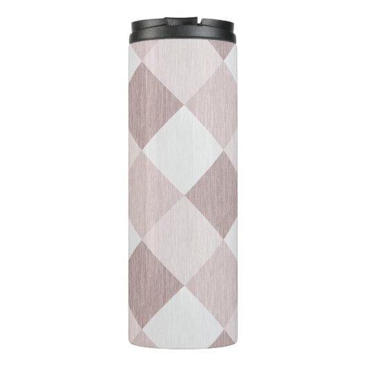 Beige und graue geometrische Muster — oblique Thermosbecher (Rückseite)