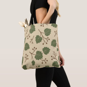 Beige- und grüne botanische Umhängetasche aus dem  Tasche