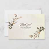 Beige und grüne Flora Wasserfarbe Danke Karte (Rückseite)