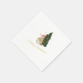 Beige und grüne Weihnachtsgrüße Napkins Serviette (Ecke)