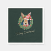 Beige und grüne Weihnachtsgrüße Napkins Serviette (Vorderseite)