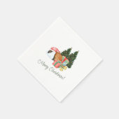 Beige und grüne Weihnachtsgrüße Napkins Serviette (Ecke)