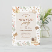 Beige und grüne Weihnachtskarte Einladung (Stehend Vorderseite)