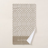 Beige und Ivory Trellis Monogram | Bauernhof Badhandtuch Set (Handtuch)