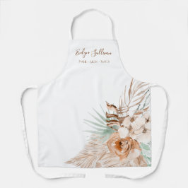 beige und minzige Schürze aus bohem Tropenholz