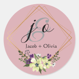 Beige und Peach Creative Minimalistisch Wedding Ca Runder Aufkleber