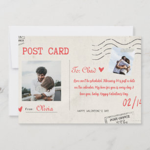 Beige und Rote Ästhetik Happy Valentine's Day Card Feiertagskarte