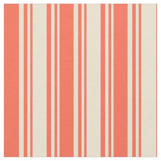 Beige und rote Streifen Stoff (Nahaufnahme)