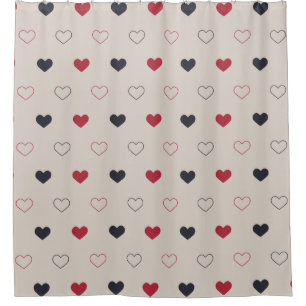 Beige- und rotes Herz Nahtloses Muster Cute Minima Duschvorhang