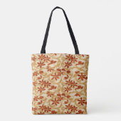 Beige und rötlich braune Floral Tasche (Rückseite)