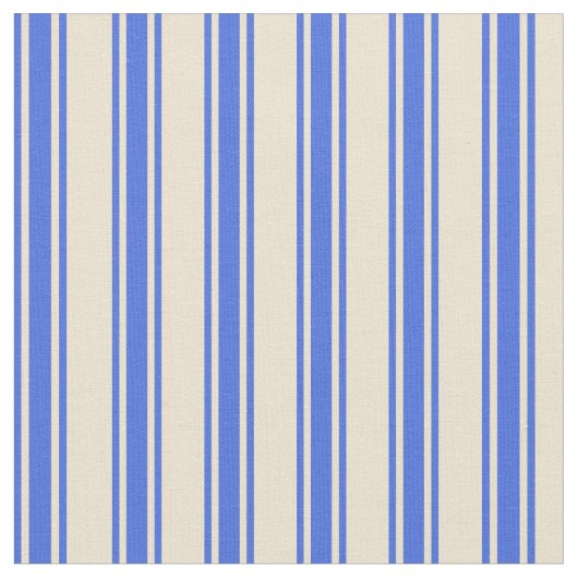 Beige und Royal Blue Colored Pattern Stoff (Nahaufnahme)