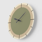Beige und Salbeigrün Große Wanduhr (Winkel)