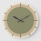 Beige und Salbeigrün Große Wanduhr (Vorderseite)