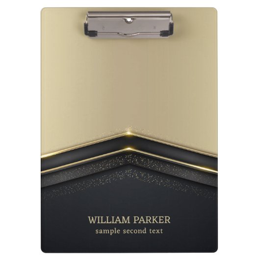 Beige und Schwarz-Gold-Arrow Klemmbrett (Vorderseite)