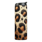 Beige und schwarze Geparde Fur Animal Print Spots Thermosbecher (Nach links gedreht)