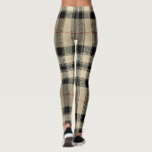 Beige und schwarze Karierte Designer Look Leggings (Rückseite)