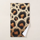Beige und schwarze Leoparden Fur Animal Print Spot Badhandtuch Set (Handtuch)