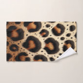 Beige und schwarze Leoparden Fur Animal Print Spot Badhandtuch Set (Handtuch)