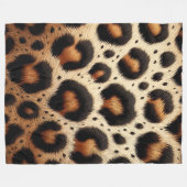 Beige und schwarze Leoparden Fur Animal Print Spot Fleecedecke (Vorderseite (Horizontal))