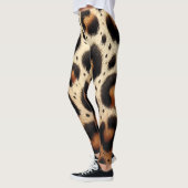 Beige und schwarze Leoparden Fur Animal Print Spot Leggings (Links)