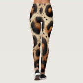 Beige und schwarze Leoparden Fur Animal Print Spot Leggings (Rückseite)