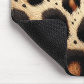 Beige und schwarze Leoparden Fur Animal Print Spot Mousepad (Ecke)