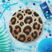 Beige und schwarze Leoparden Fur Animal Print Spot Pappteller (Party)