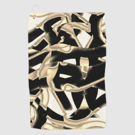 Beige und schwarze Schrott oder Band auf klar zers Golfhandtuch