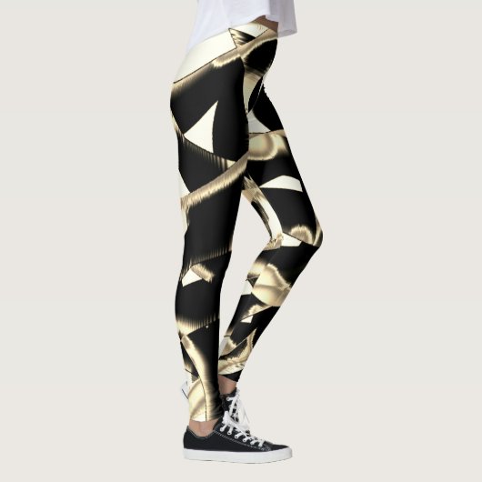 Beige und schwarze Schrotte oder Klebeband zerstör Leggings (Rechts)